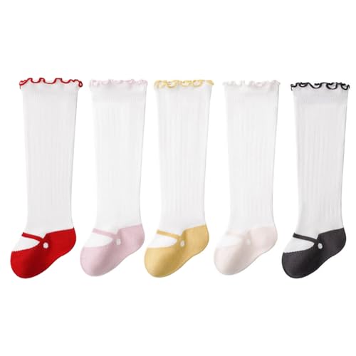 Halilo Girls Knee High Socks 5 Pairs Baby Infant Toddler Kids Socks