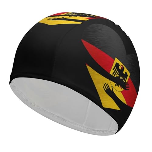 Gorro de baño con Bandera Alemana y corazón para Hombre y Mujer, Impermeable, para Cabello Largo y Corto.