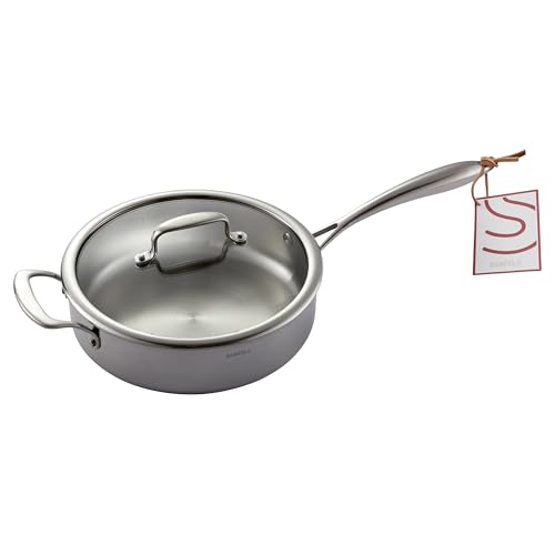 Image of 10 Inch / 2.8 Quart 5-Ply Stainless Steel Saute Pan with Glass Lid