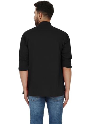 Image of AMAZON BRAND - ANARVA Men's Pure Cotton Solid Kurta Long Sleeves Band Collar Casual Shirt