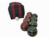BuyBocceBalls Listing - Made in USA, Premium Quality Engraved Tournament Bocce Set - 110mm Dark Red and Green Balls, Nylon Bag, 998 Grams (2 lbs. 3.2 oz.). Various Bag Colors