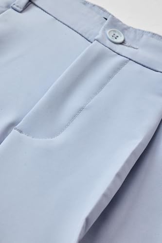 Image of SNITCH Men Casual Wear Chinos | Baggy Fit Wide-Leg Solid Trousers | Stretchable Cotton Blend Pants for Summer Outings