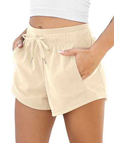 Image of ODODOS Women's Sweat Shorts with Pockets Cotton French Terry Drawstring Summer Workout Casual Lounge Shorts