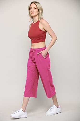 Image of Lock and Love Womens Capri Pants Loose Yoga Pants Wide Leg Drawstring Comfy Lounge Pajama Capris Sweatpants with Pockets