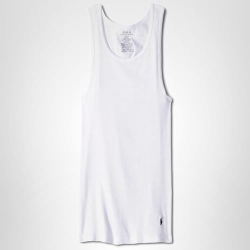POLO RALPH LAUREN Classic Fit w/Wicking 3-Pack Tank Undershirts 3 White/Cruise Navy Pp XL
