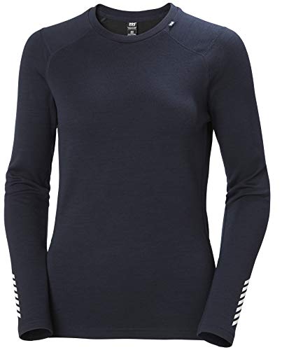 Helly-Hansen Womens LIFA Merino Midweight Crew Base Layer Shirt, 597 Navy, X-Small
