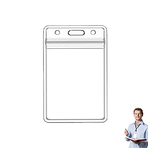 縦型ネームタグホルダー - 防水クリアネームタグプロテクター、IDカードプロテクタークリップ、事務用品カードバッジホルダー、クリアカードスリーブケース、クレジットカードやパスカード、ホテルのキーカードに最適