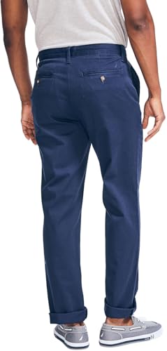 Nautica Men's Classic Fit Flat Front Stretch Solid Chino Deck Pants, Peacoat 40X344