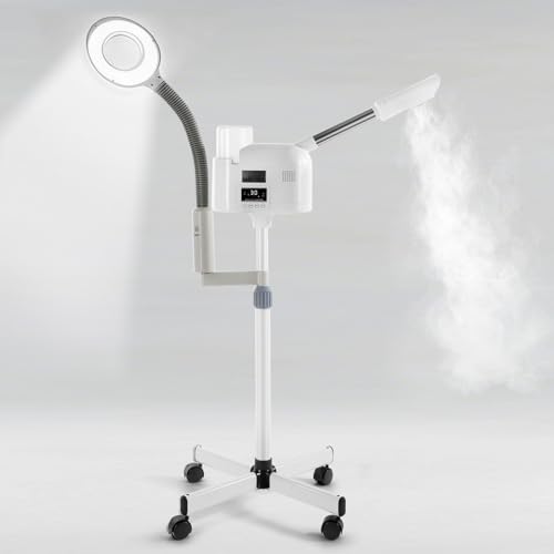 Image of Artist hand Facial Steamer Professional 2 in 1 Hot Face Steamer with 5X LED Magnifying Lamp, Upgrade Esthetician Face Steamer for Facial Deep Cleansing, Fast Heat for Beauty Salon Spa Home Use