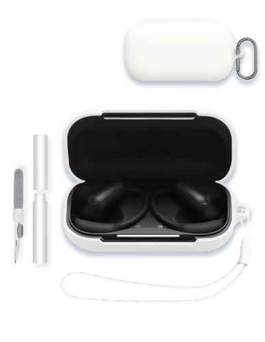 WUNIAK Soundcore AeroFit 2 Pro �C���z�� 2026�N���f���p�P�[�X �\�t�g�V���R�� �ی� �|�[�^�u�� ���h�~ �ϏՌ��V�F�� �N���[�i�[�L�b�g&�J���r�i&�X�g���b�v�t�� Soundcore AeroFit2Pro�p �z���C�g