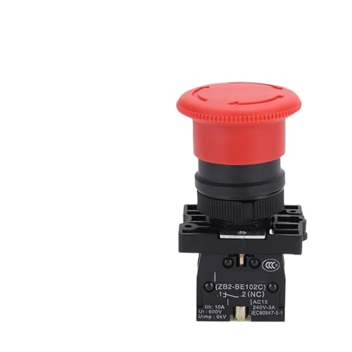 Interrupteur bouton-poussoir rotatif arrêt d'urgence rouge NC 22mm