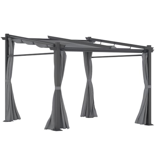 Outsunny Terrassendach Pergola ca. 3x3m Wandmontage UV Schutz Dunkelgrau