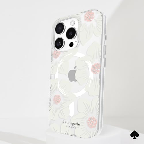Image of kate spade new york iPhone 16 Pro Case - Hollyhock Cream Floral | Compatible with MagSafe - Lightweight Designer Case for iPhone 16 Pro w /Anti-Scratch Coating & Hollyhock Cream Floral Design