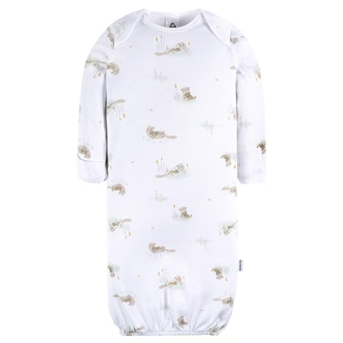 Image of Gerber Baby Girls 4-Pack Sleeper Gown - Soft Cotton Newborn Nightgowns, Elastic Hem Sleepwear Set for Infant Girls