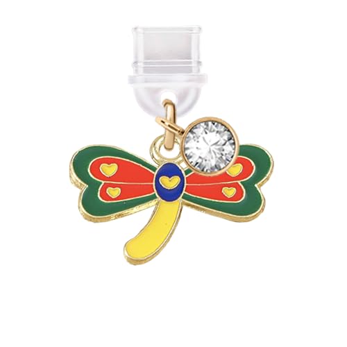 ELISE & FONDA TP791 Type-C 充電ポート クリスタル アンチダストプラグ リトルトンボ 携帯電話チャーム iPhone 15/16/Samsung/OnePlus/Xiaomi/oppo Android携帯電話用 (レインボー)