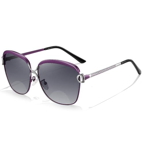 ICARA Classic Oversized Polarized Bifocal Reading Sunglasses for Women Composite TR90 UV 400 Protection Fashion Retro Eyewear