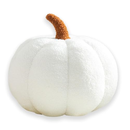 YcsRnn Pumpkin, Fall Decor White Plush Pillow, 20 cm Soft Hallowe...