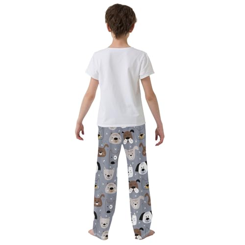 Boys' Pants Cute Dog Gray Long Bottoms Jogger Pants Elastic Waist Trousers with Pockets S-XL3