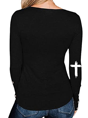 Women Waffle Knit Henley Shirts Long Sleeve Round Neck Casual Slim Fit Thermal Button Up Tunics Tops2