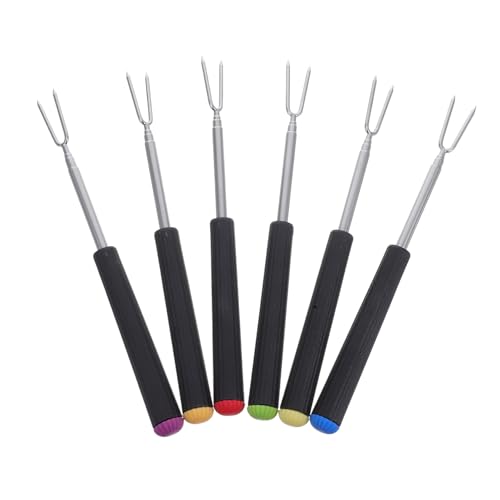 CIYODO 6pcs Stainless Steel Fondue Forks Telescopic Bbq Forks for Outdoor Camping Chocolate Dipping Tools