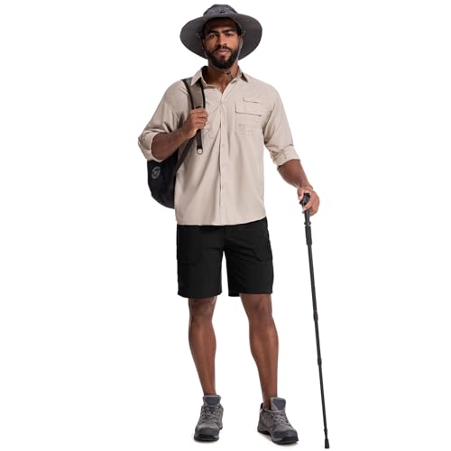 Men's Outdoor Casual Expandable Waist Lightweight Water Resistant Quick Dry Cargo Fishing Hiking Shorts