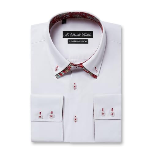 Chemise à col double pour homme blanc et turquoise idéale en soirée