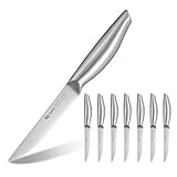 SANHUI Steak Knives, Steak Knife Set of 8, German Stainless Steel Steak Knife Serrated, Silver