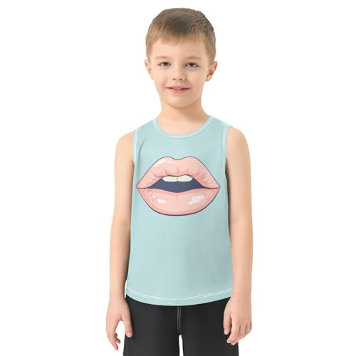 Boys Tank Top Shirts Cartoon Red Lips Sleeveless T-Shirts Crew Neck for Kids Clothing Children2