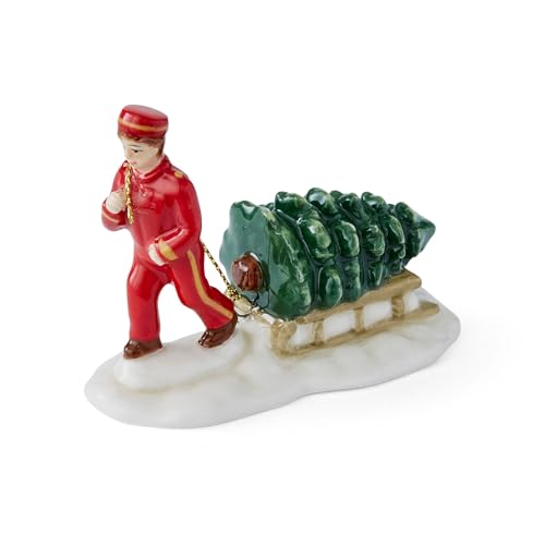 Spode Christmas Tree Miniature Village Bell Hop Figural Decoration, Holiday Figurine, Festive Tabletop Christmas Décor, Seasonal Home & Holiday Decoration Accent for Display