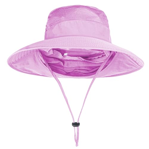 Image of Sun Hats for Men Women Fishing Hat UPF 50+ Breathable Wide Brim Bucket Hats Summer UV Protection Safari Hat with Neck Flap