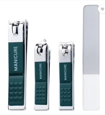 Image of 4 in 1 Nail Clipper Set - Manicure Pedicure Kit for Men & Women, Fingernail & Toenail Clippers, Nail File, Portable Travel Grooming Kit with Case (BLUE)