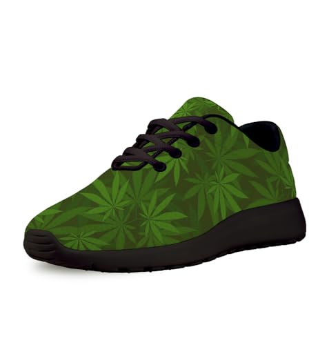 Marijuana Leaf Shoes, Men Women Weed Sneakers Non-Slip Running Walking Tennis Shoes Black