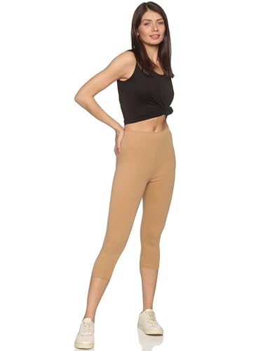 Image of OUTFLITS Women's Knee-Length Cotton Spandex Essential Capri Stretchy Leggings |Small - 2XL Adult |Yoga Leggings, Workout, Gym, Running 3 /4th Leggings for Women(OFLLC)