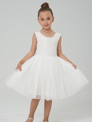Image of 2Bunnies Girl Peony Lace Back A-Line Straight Tutu Tulle Party Flower Girl Dress