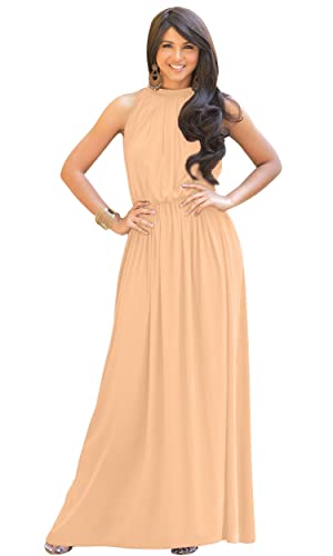 Image of KOH KOH Womens Long Sleeveless Halter Bridesmaid Wedding Guest Maxi Dress