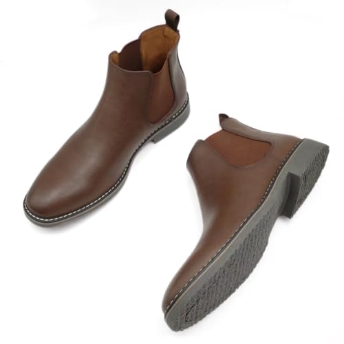 Image of Finishing & Sewing Men's Chelsea Boots, Smart Casual Slip On Ankle Boots