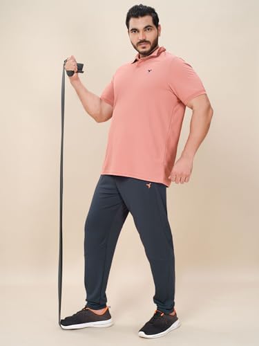 Image of TECHNOSPORT Men's Plus Size Solid Slim Fit Track Pant with Quick Dry SPF50+ for Running, Workout & Sports