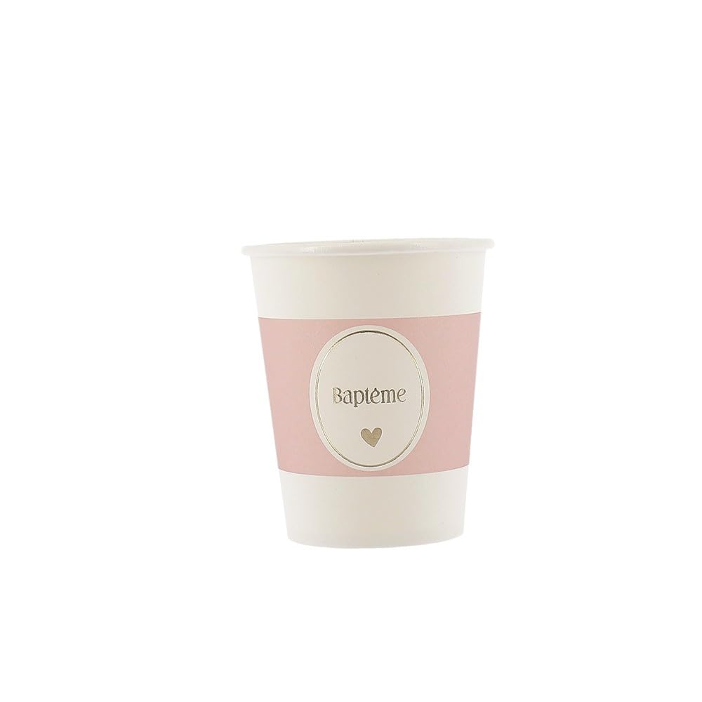 Générique - 8 GOBELETS CARTON BAPTÊME 25CL ROSE