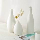 White Ceramic Vase Set of 3, Modern Small Matte Flower Bud Vases Simple Rustic Vases for Farmhouse H