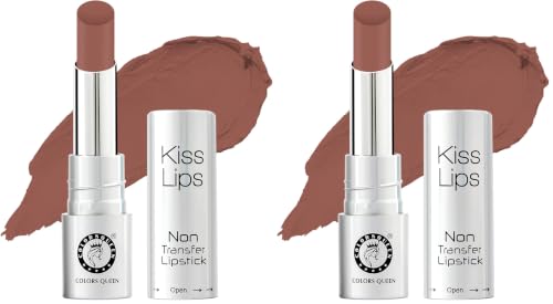 Image of Colors Queen Kiss Lips Matte Lipstick | Smudge Proof & Non Transfer | Creamy Matte Long Stay Lipstick for Women (19 - Nude) (Pack of 2)