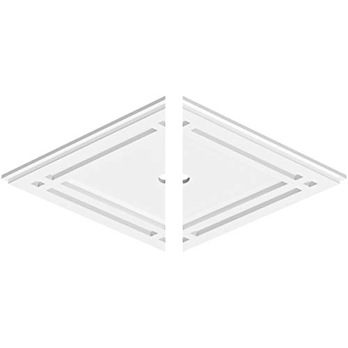 Image of Ekena Millwork CMP24X16DD2-01000 Diamond Architectural Grade PVC Contemporary, Two Piece Urethane Ceiling Medallions 24 inchW x 16 inchH x 1 inchID x 8 1 /2 inchC x 1 inchP