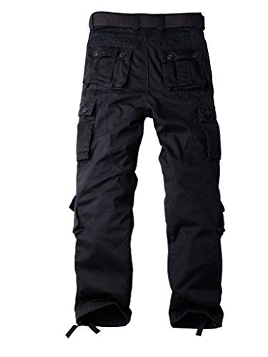 AKARMY Must Way Men's Cotton Casual Military Army Cargo Camo Combat Work Pants with 8 Pocket, Black, 38