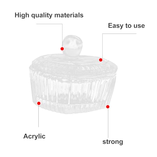 3 piezas tazas de cristal para arte de uñas con tapa miniatura 5
