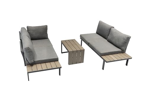 Ondis24 Lounge-Set Gartenmöbel Ecksitzgarnitur, Sitzgruppe für 2-3 Personen, Gartenlounge mit Tisch Sitzkissen, Balkonmöbel Essgruppe Garten, Lounge Sitzgarnitur
