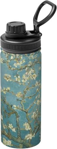 水筒 花咲くアーモンドの木の枝 ファン・ゴッホ 魔法瓶 500ml マグボトル 直飲み ステンレスマグ 真空断熱 保温保冷 ハンドル付き スポーツボトル おしゃれ 大人 子供用 大容量 軽量 漏れ防止 広口 お手入れ簡単 持ち運び アウトドア 自転車 [並