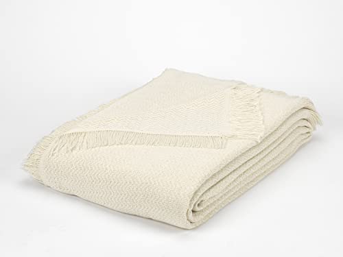 GAMUSI Plaid sofá Colcha Multiusos para sofás Cama cubresofá Manta Suave algodón Arias Crudo 130x180 cm