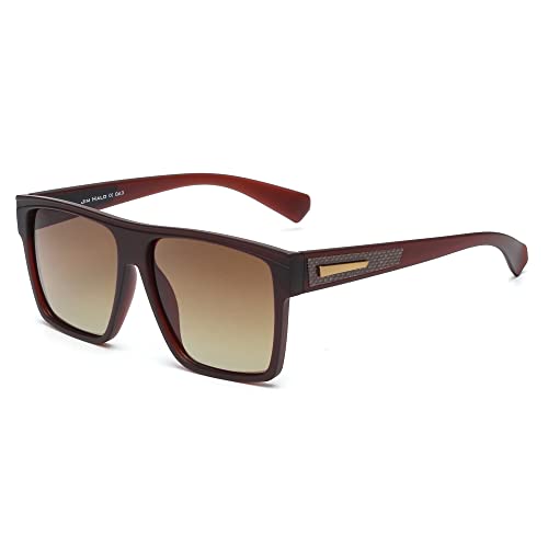JIM HALO Gafas de Sol Polarizadas Retro Square para Hombre y Mujer, Gafas de Conducir Flat Top Block