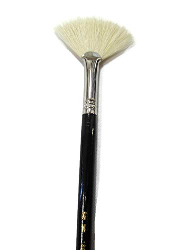 Artist Fan Brush White Bristle Long Handle #14