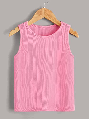 Milumia Girl's 2 Pieces Solid Ribbed Knit Tank Top Crew Neck Sleeveless Basic Tops3