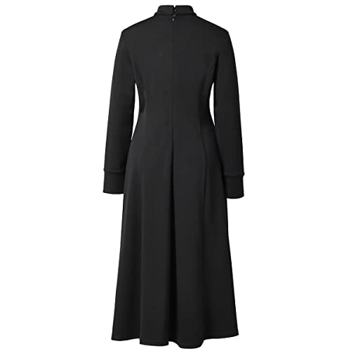 Church Clergy Dress for Women Minister Spring/Autumn Long Sleeve Loose Elegant Dress with Tab Insert Stand Collar2